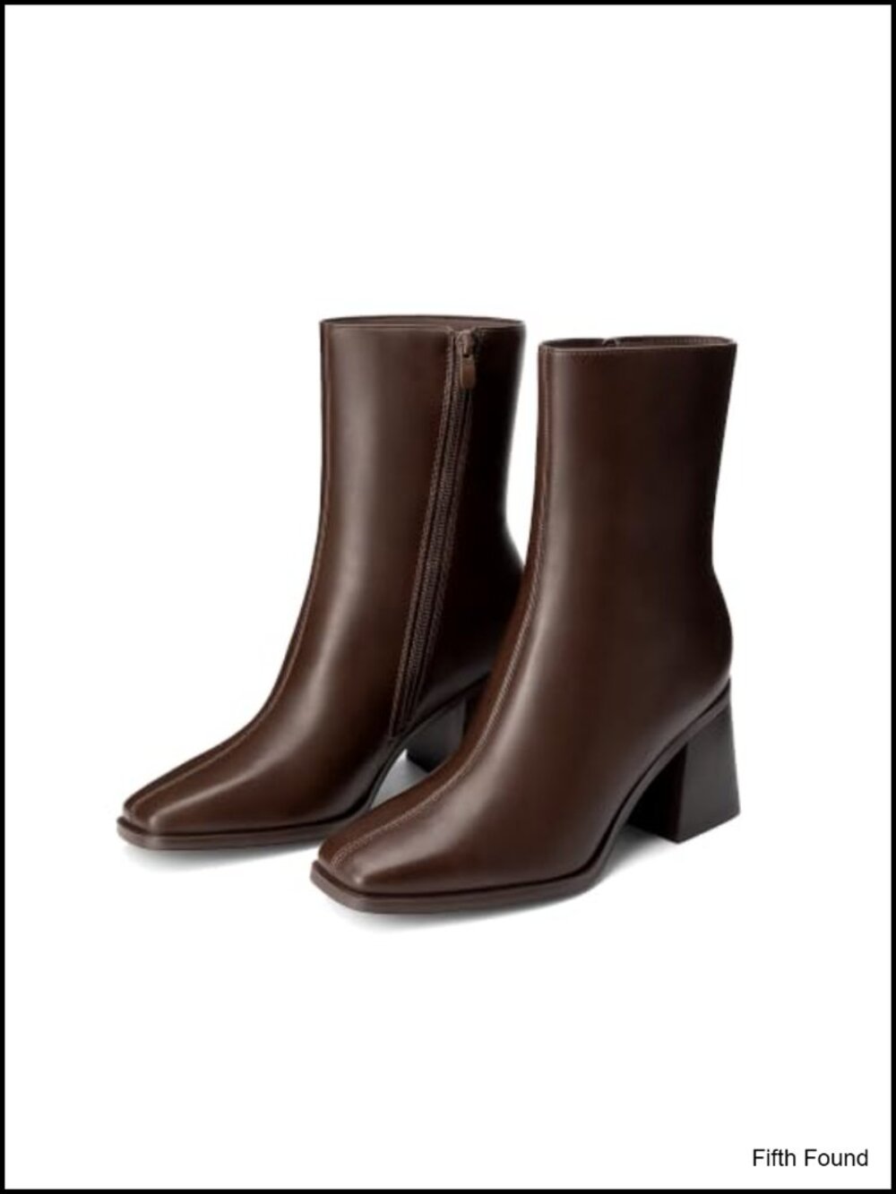 Women's Square Toe Ankle Boots Faux Leather Heeled Booties 2.83" Heel